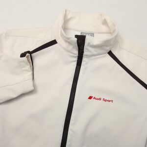 Audi Sport Jacket Mens Large White Black Softshell Full Zip Racing Logo Coat